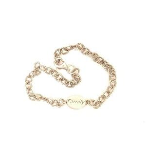 Sterling Silver "Family" Centerpiece Chased Chain Linked Bracelet*925*7-3/4""